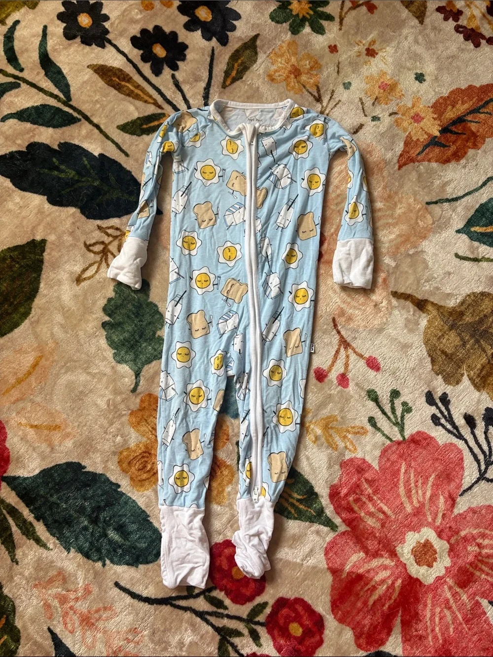 Little Sleepies Light Blue Footed One-Piece with Sunny & Toast Print